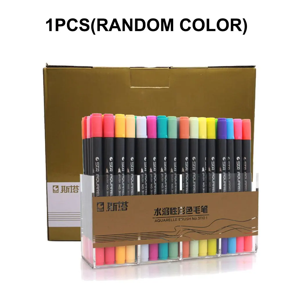 

1Pcs Water-Based Colored Markers Soft Head Double Head Watercolor Paint Pen Color Pen Hand-Painted Set Writing Brush