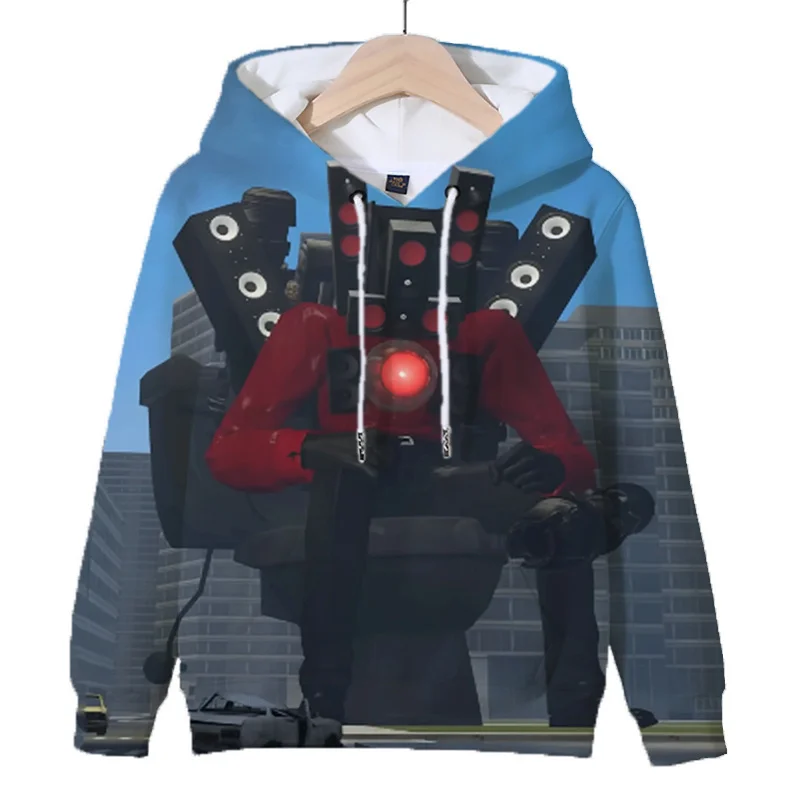 Новые осенние толстовки с 3D принтом игры Skibidi унитаза для мужчин и детей модная