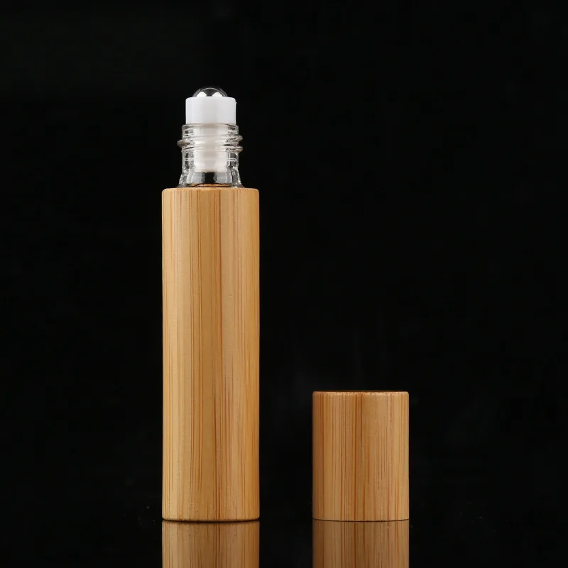 

100pcs 5ml 10ml Travel Bamboo Essential Oil Roll On Bottle Bamboo Shell Steel Roller Ball Eye Cream Vial