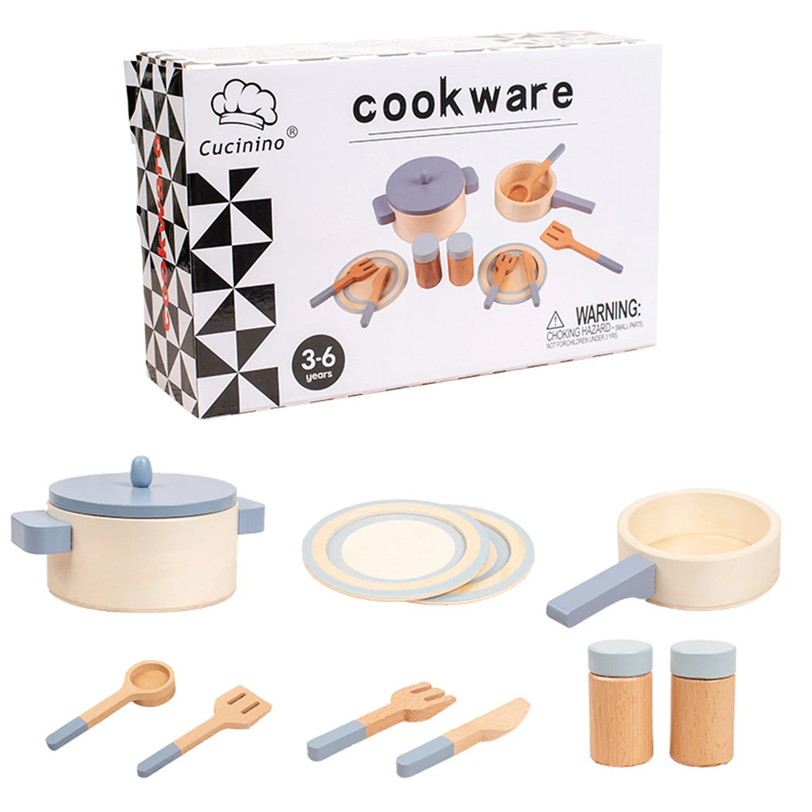 

Wooden Kitchen Toy Set Kids Kitchen Accessories Set Pots And Pans Kitchen Set For Kids 10 Pieces Wooden Cooking Utensils Plates