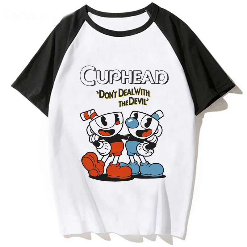 

Футболки с мультипликационным принтом «Игра Cuphead Mugman», летняя футболка с 3D принтом, свободная повседневная футболка унисекс с круглым вырез...