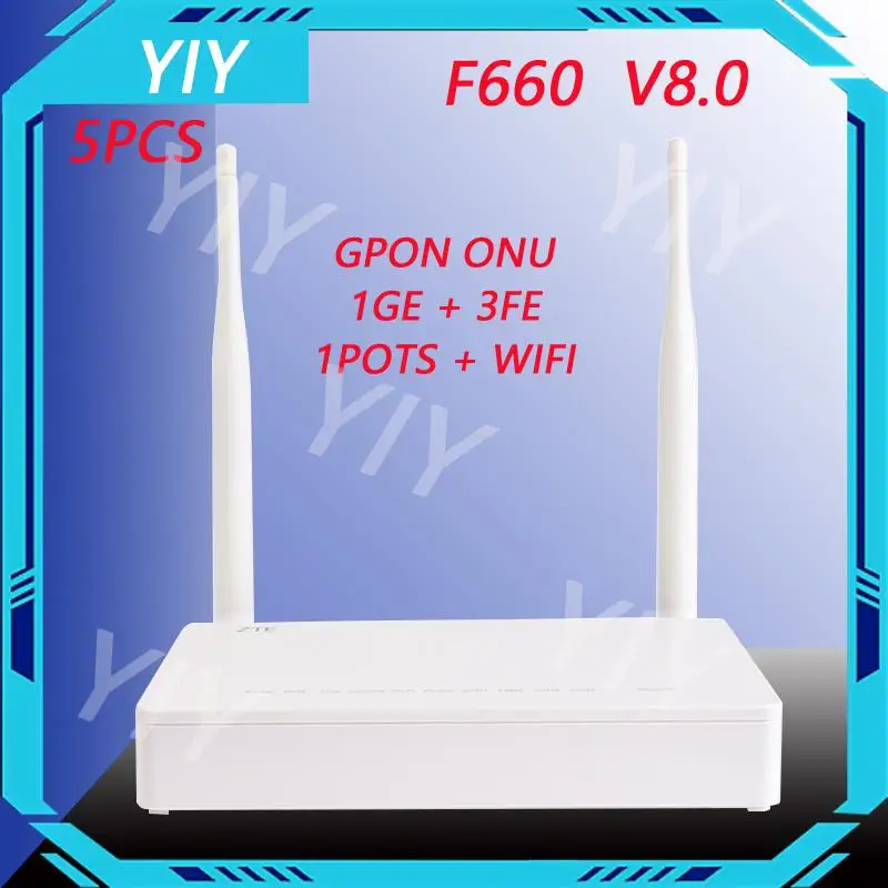 

5PCS/LOT New F660 V8.0 GPON ONU 1GE+3FE+1POTS+WIFI SIP FTTH Fiber Optical Terminal ONT English Firmware Without Power