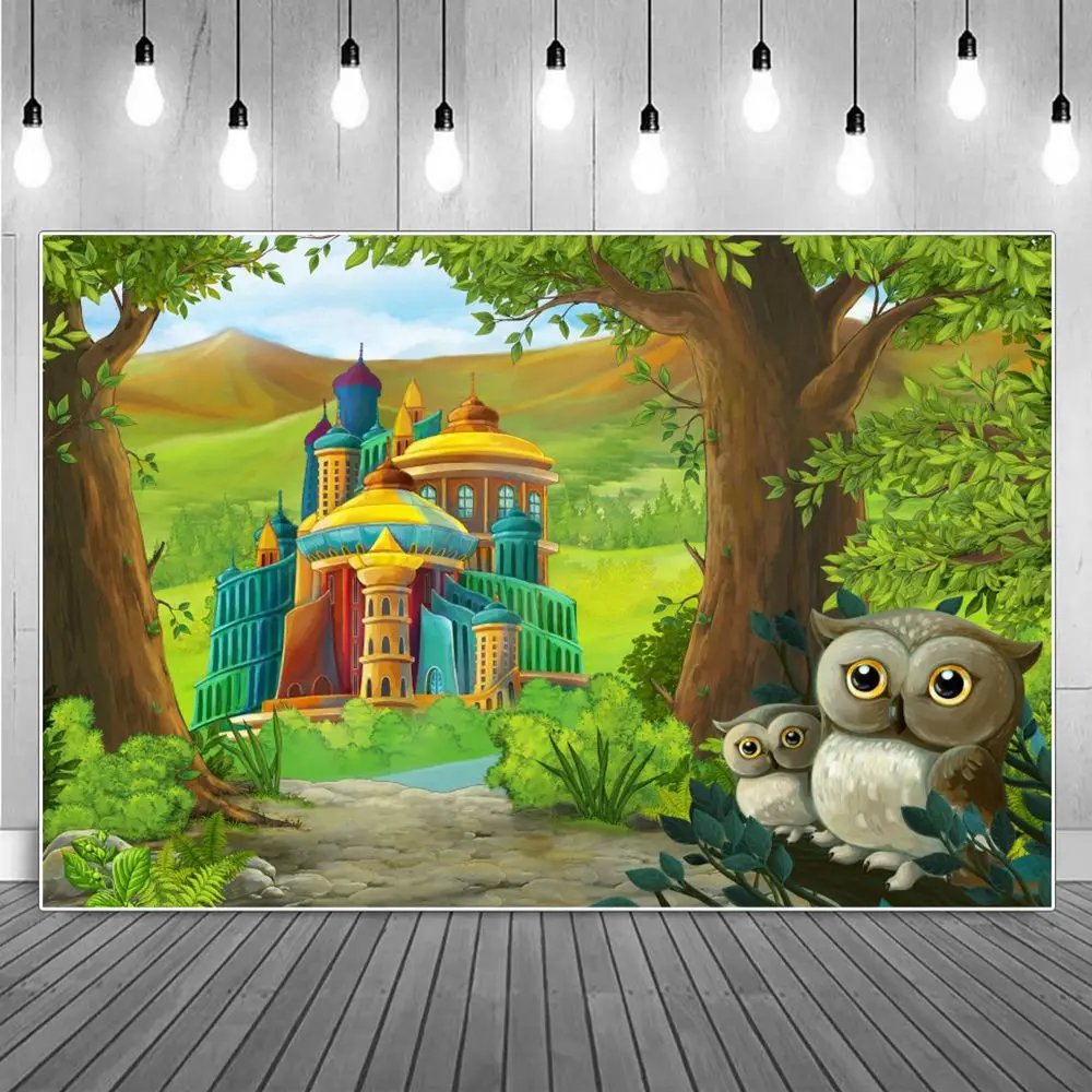 

Children Backdrops Photography Castles Palace Birthday Decoration Spring Jungle Forest Owls Home Party Studio Photo Backgrounds