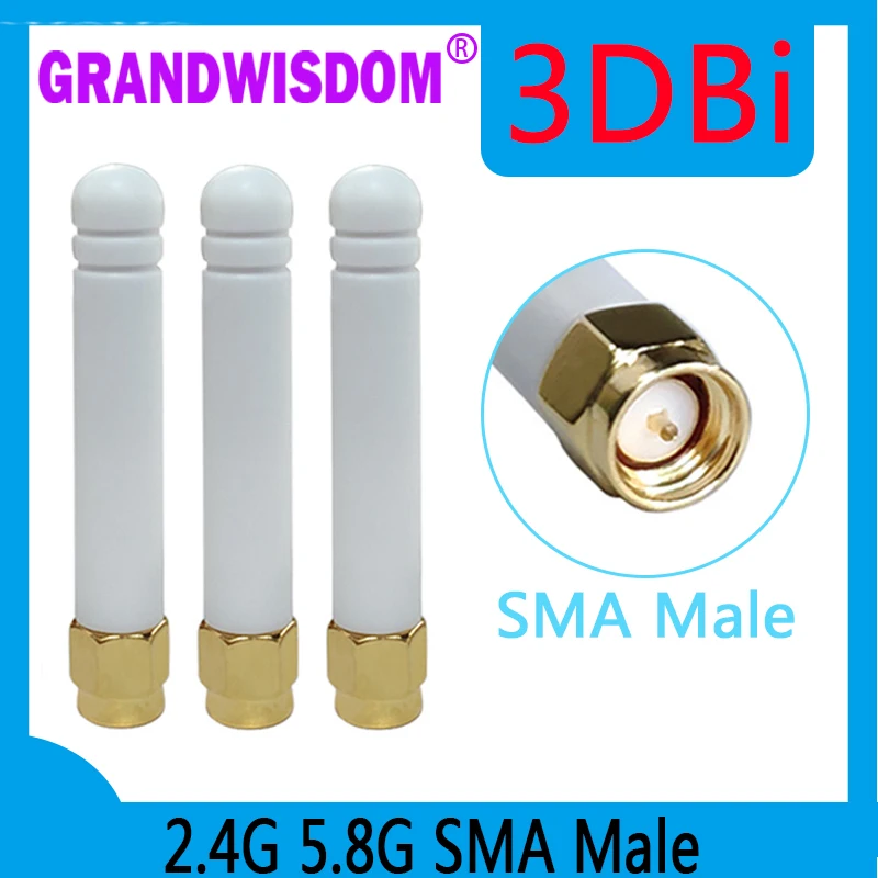 

GRANDWISDOM 20pcs 2.4g 5.8g antenna 3dbi sma male wlan wifi dual band antene iot module router tp link antena high gain