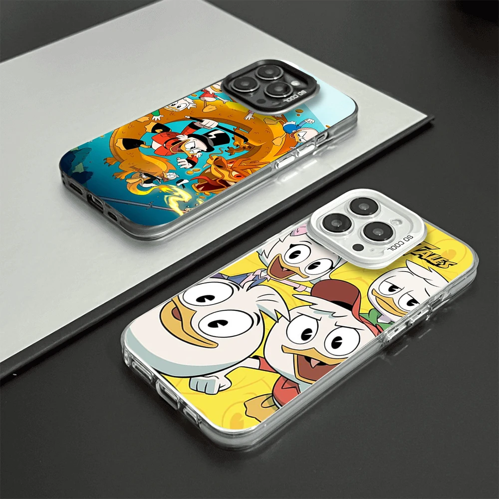 MINISO DuckTales Phone Case For iPhone 12 11 13 14 15 16 Max Pro Plus Laser Cover