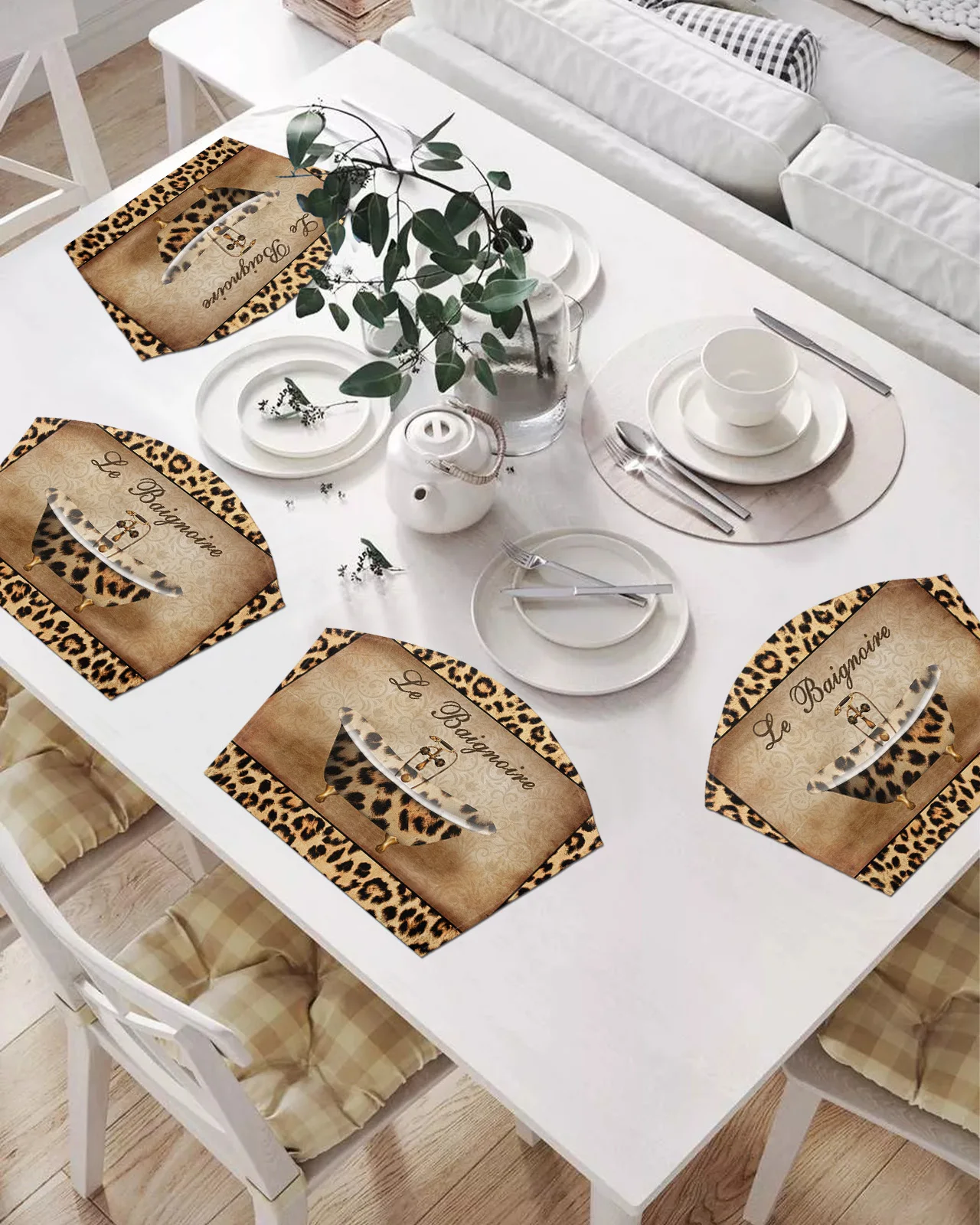 

2/4/6 шт., коврики для ванной с леопардовым принтом