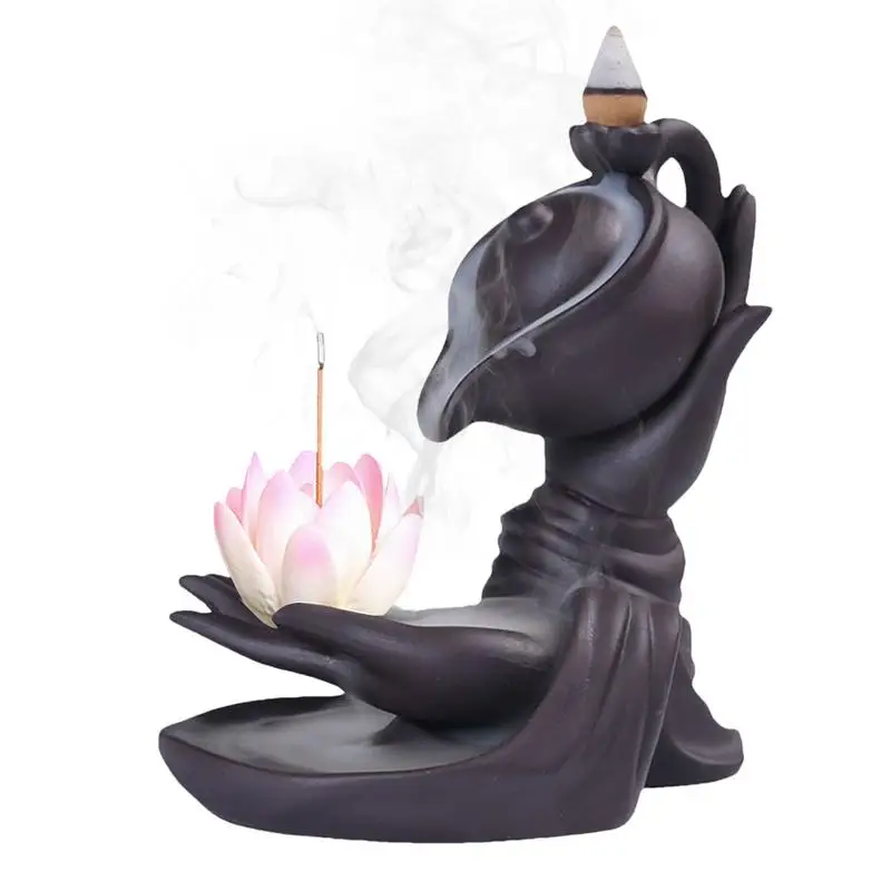 z lotosem Budda Ręcznie kadzidełka Ceramiczna miska Buddy Ozdoba aromaterapeutyczna do dekoracji rzeźb ogrodowych