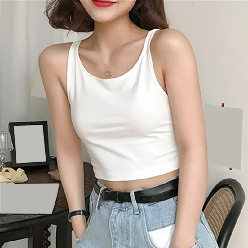 

Camisoles Women Solid Backless Leisure Womens Korean Style Tanks Tops Slim Crop Top Basic Sexy All-match Bodycon