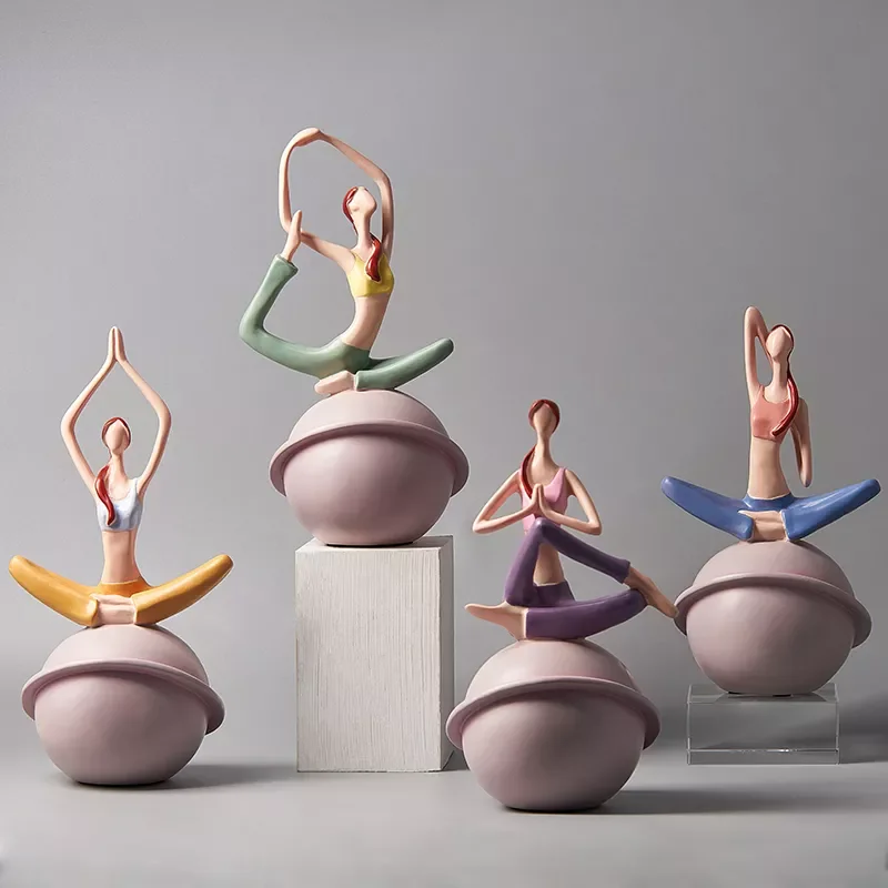 

Home Decoration Abstract Art Resin girl Yoga Poses Figurine Yoga Lady Figure Statue Studio Decor Ornament Wedding Crafts Gift