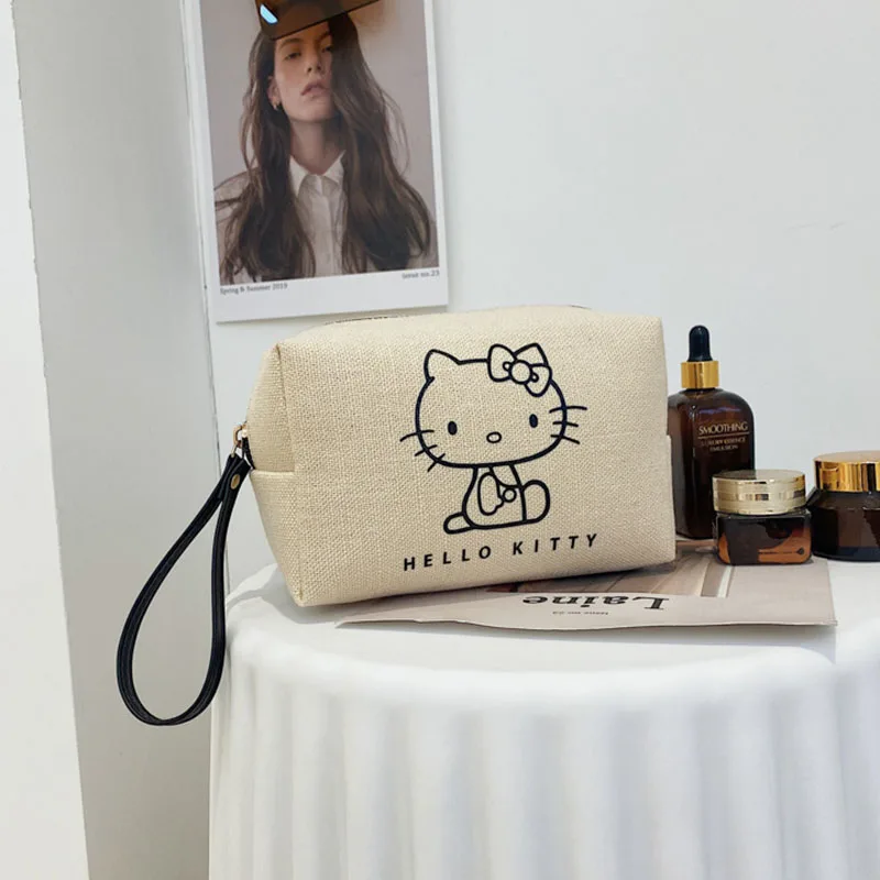 

Kawaii Sanrio Hellokitty Handbag Cartoon Anime Cosmetic Bag Toiletry Bag Portable Large Capacity Travel Storage Bag Girls Gifts