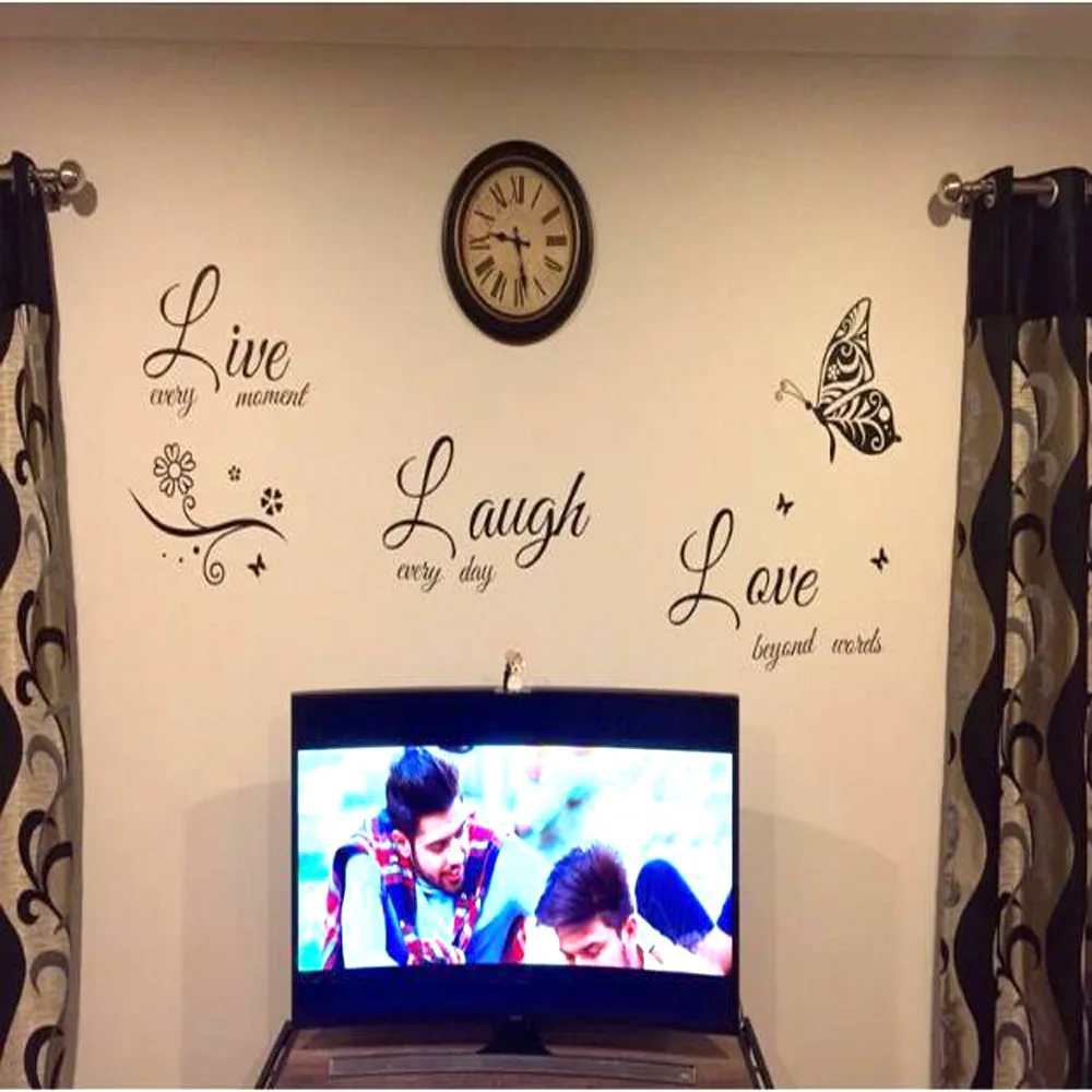 

YM Home Live Love personality English wall stickers living room TV background wall decorative wall stickers