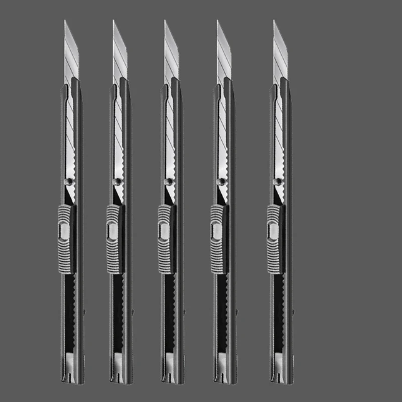 

Deli Retractable Box Cutter 9mm 30 Degree Blade Utility Knife Carbon Steel Self-Locking Design Cutting Tools Wallpaper Carton