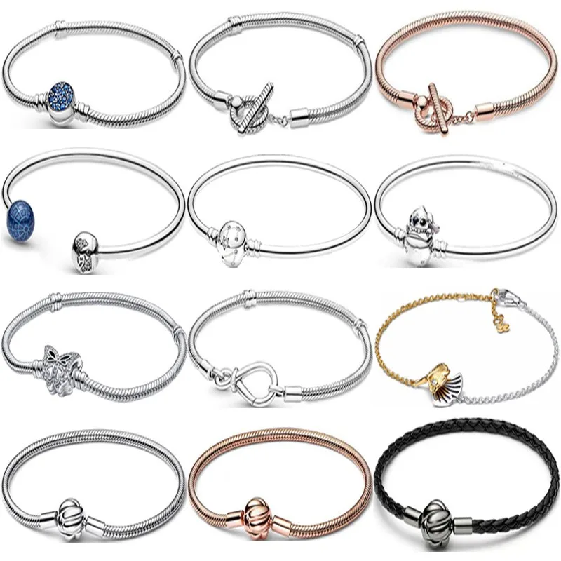 

Fit Original PA DOR Charm 925 Sterling Silver Galaxy Stars And Phalaenopsis Buckle Snake Bone Bracelet Women's Diy Jewelry