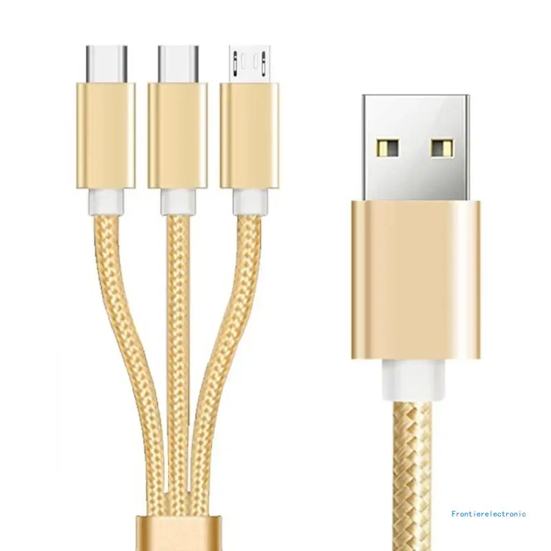 

Multi Charging Cable Nylon Braided Universal 3 in 1 Multiple Ports USB Fast Cord with Type C MicroUSB DropShipping