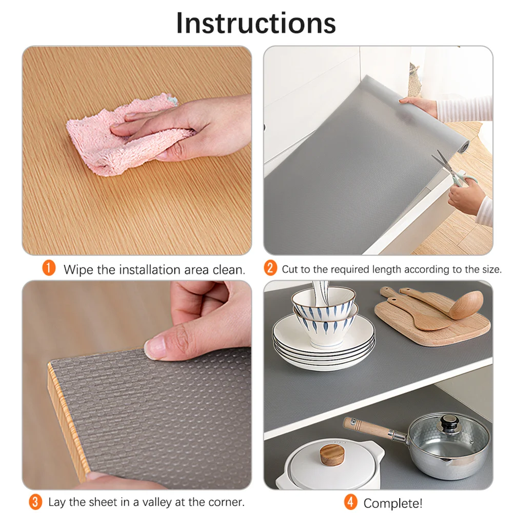 45x500cm Reusable Shelf Cover Liners Cabinet Drawer Mat Moisture-Proof Waterproof Dust Anti-Slip Fridge Mat Kitchen Table Pad images - 6