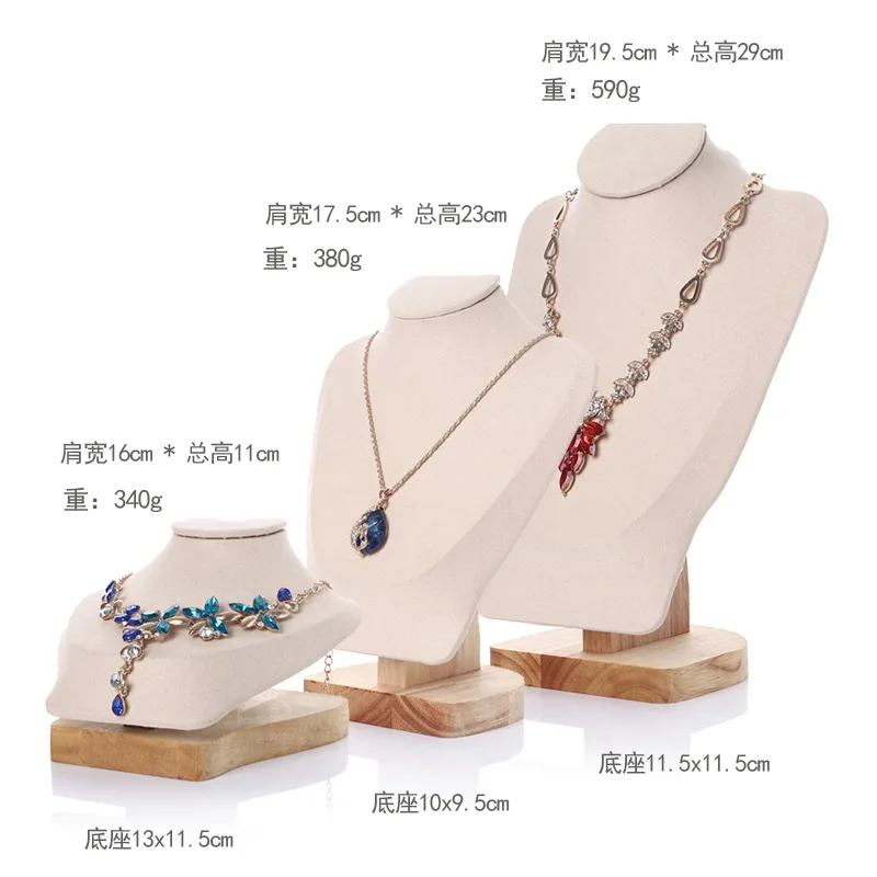 Wood Necklace Display Stand Jewelry Showcase Display Bust Chain/Pendant Holder