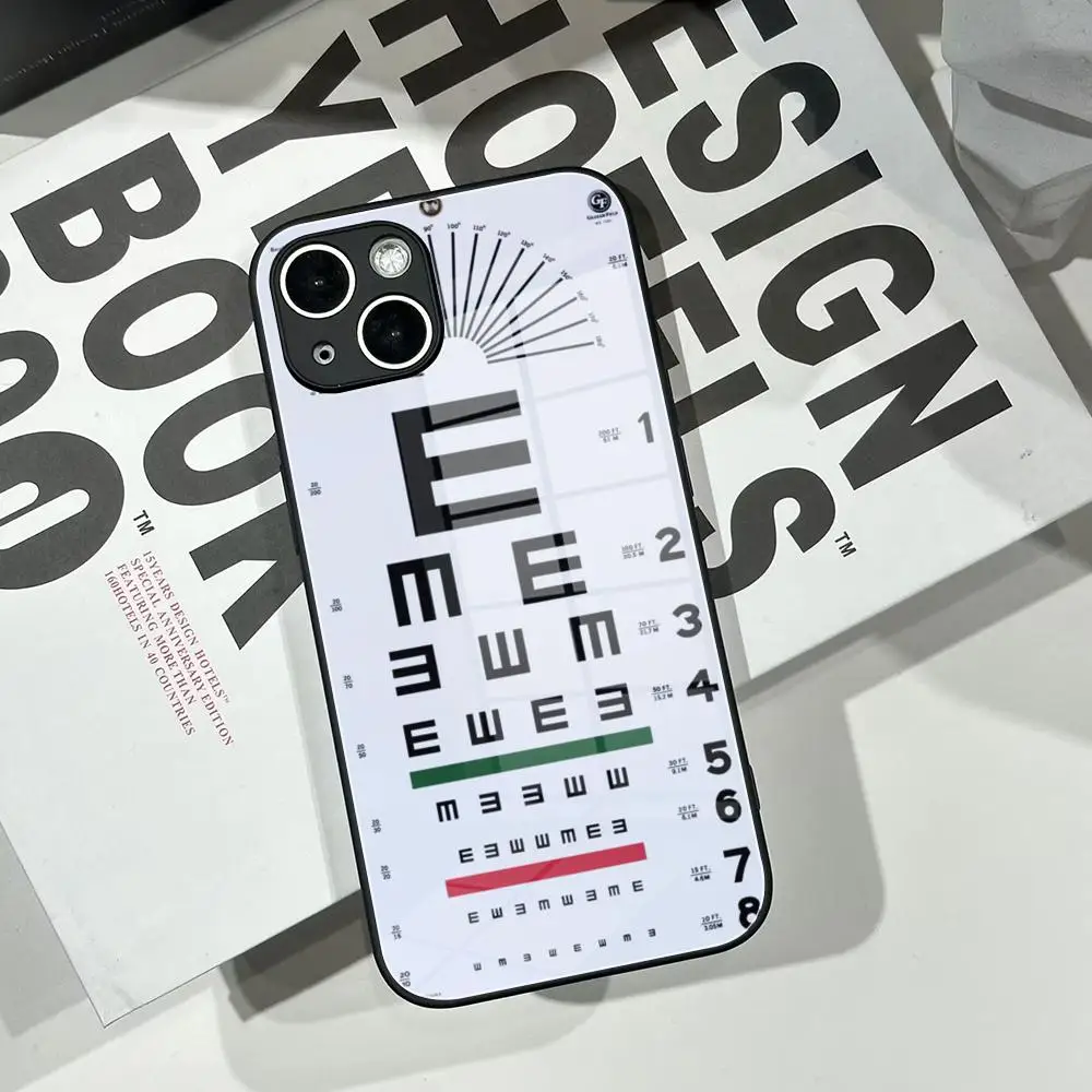 Медицинский чехол для телефона с таблицей зрения закаленное стекло IPhone 16 15 Pro Max 14