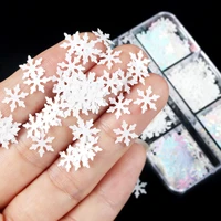 6 grids shiny white snowflake winter snow nail art sequins nail supplies for professionals christmas mixed mermaid ab flakes kit