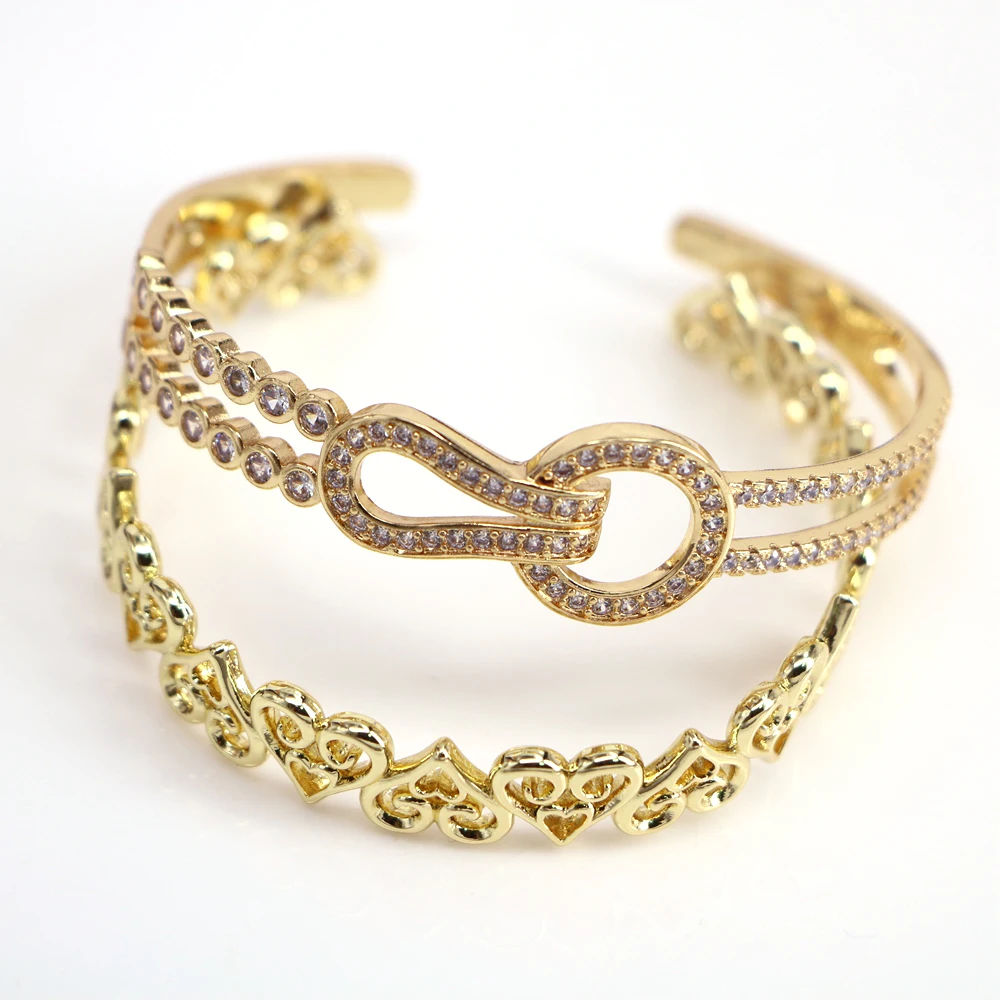 

3PCS, Minimalist Heart Cuff Bracelet Women Gold Color Adjustable Geometric Bangle 2022 Trendy Jewelry