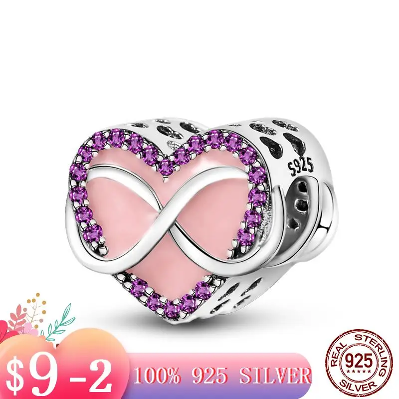 

Independent Design New 925 Sterling Silver Eternal symbol heart Charm Fit Original Pandora Bracelet Making DIY Jewelry For Women