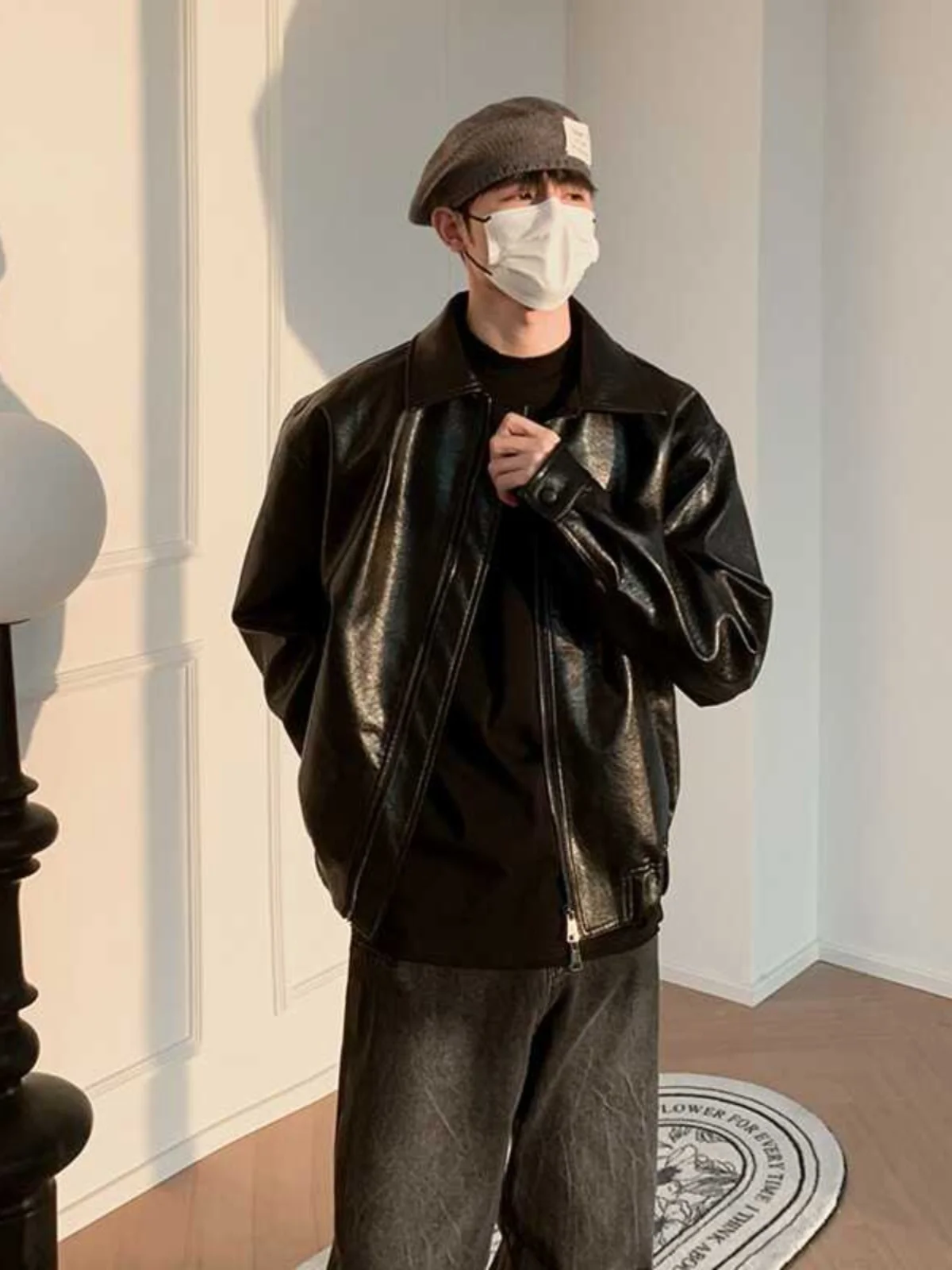 Американское винтажное коричневое кожаное пальто Верхняя одежда Мужская