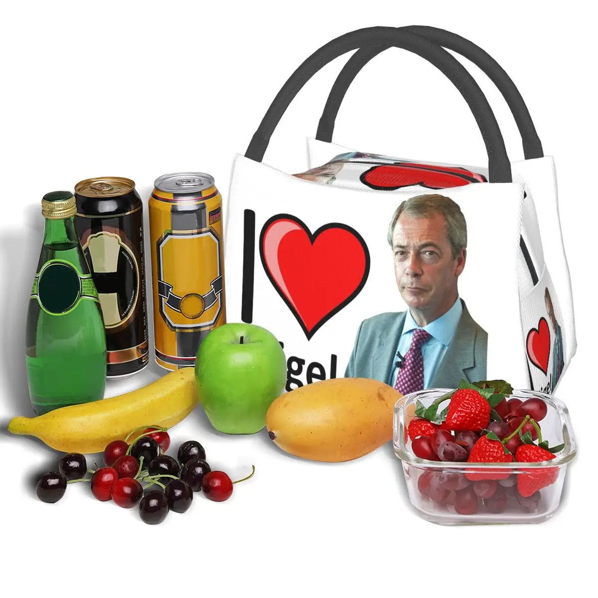 Фото Фантастическая сумка для обеда с дизайном I Love Nigel Farage для женщин, контейнер для хранения продуктов для пикника, термосумка-холодильник для еды №3