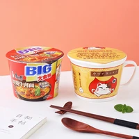 large capacity instant noodles bowl cat ceramic cup with spoon lid ceramics instant noodle bowl dorm room student office mug