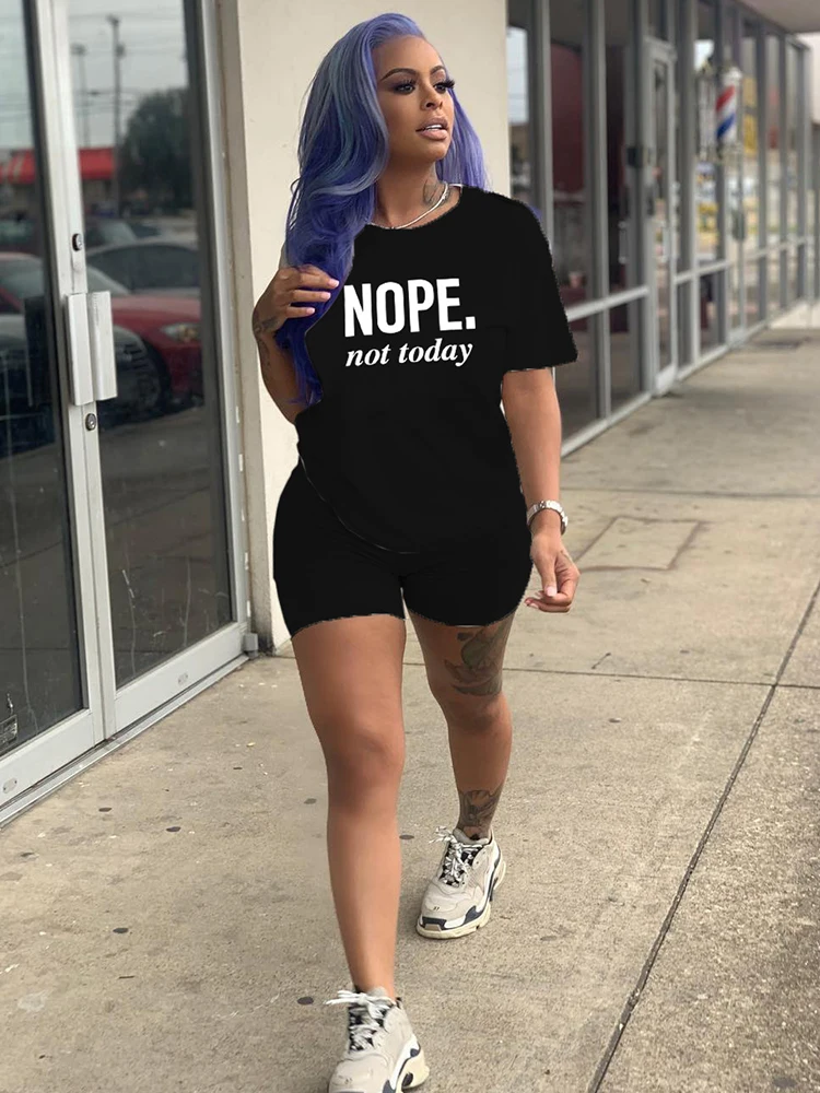 

Женский спортивный костюм с надписью, футболка с коротким рукавом и велосипедный короткий спортивный костюм, повседневный комплект из двух...