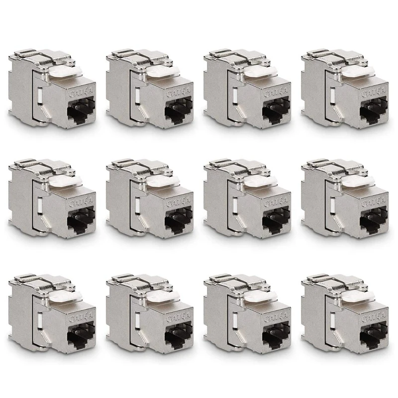Фото Модули Keystone QWE - 12 штук, экранированные разъемы Keystone CAT6A RJ45 Cat 6A Ethernet, 10 Гбит, с металлическим корпусом №4
