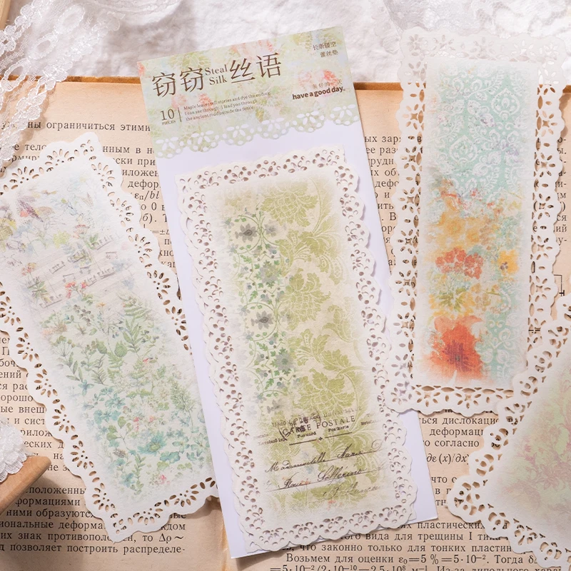 

20Packs Wholesale Material Paper Memo Lace Pad literary decorative Notebooks Artistic strip Gift Wrap Scrapbook made 195*75MM