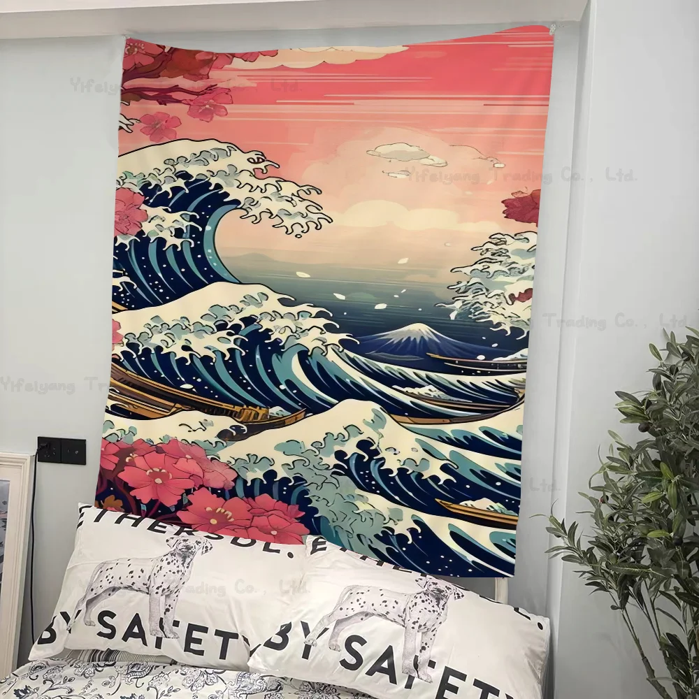 Япония Канагава Великая волна печати большой настенный гобелен висит Таро хиппи