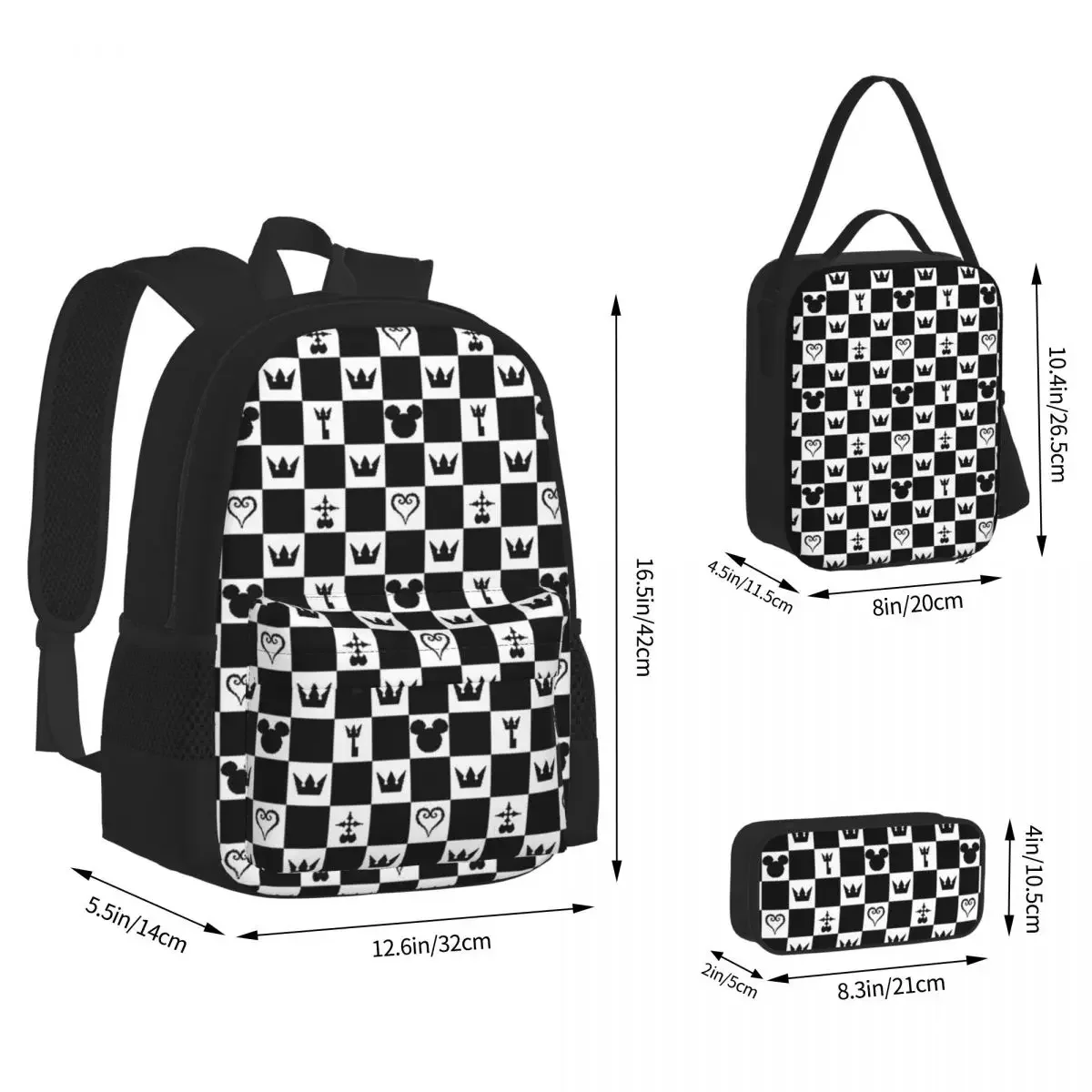 

Kingdom Hearts Pattern Backpacks Boys Girls Bookbag Children School Bags Cartoon Kids Rucksack Lunch Bag Pen Bag Three-Piece Set