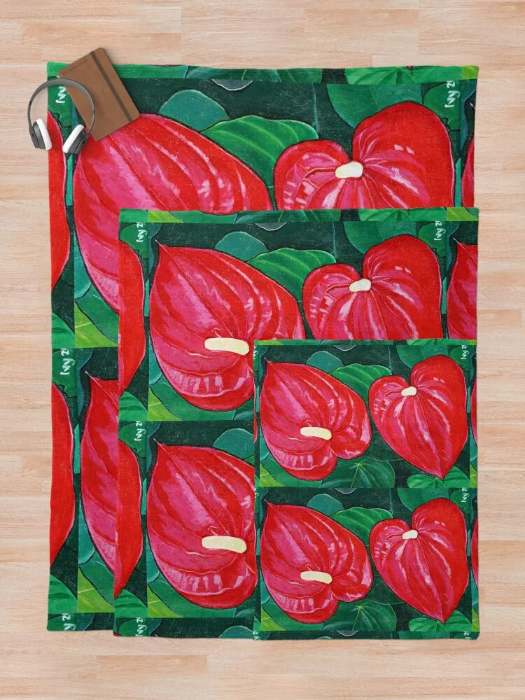 Одеяло с антуриумными растениями на диван для детских меховых одеял