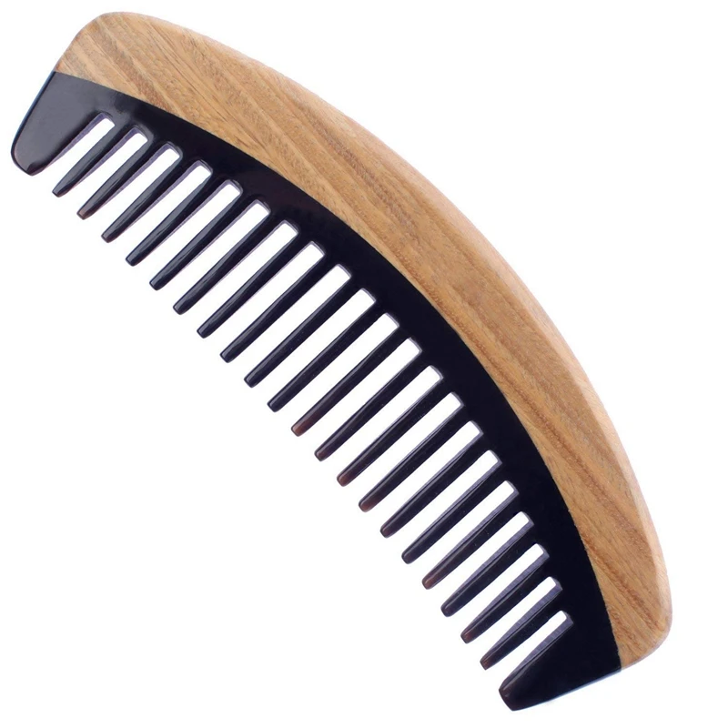 

A06I Green Sandalwood Hair Combs (Wide Tooth) & Wide Tooth Wooden Detangling Comb No Static Sandalwood Buffalo Horn Comb