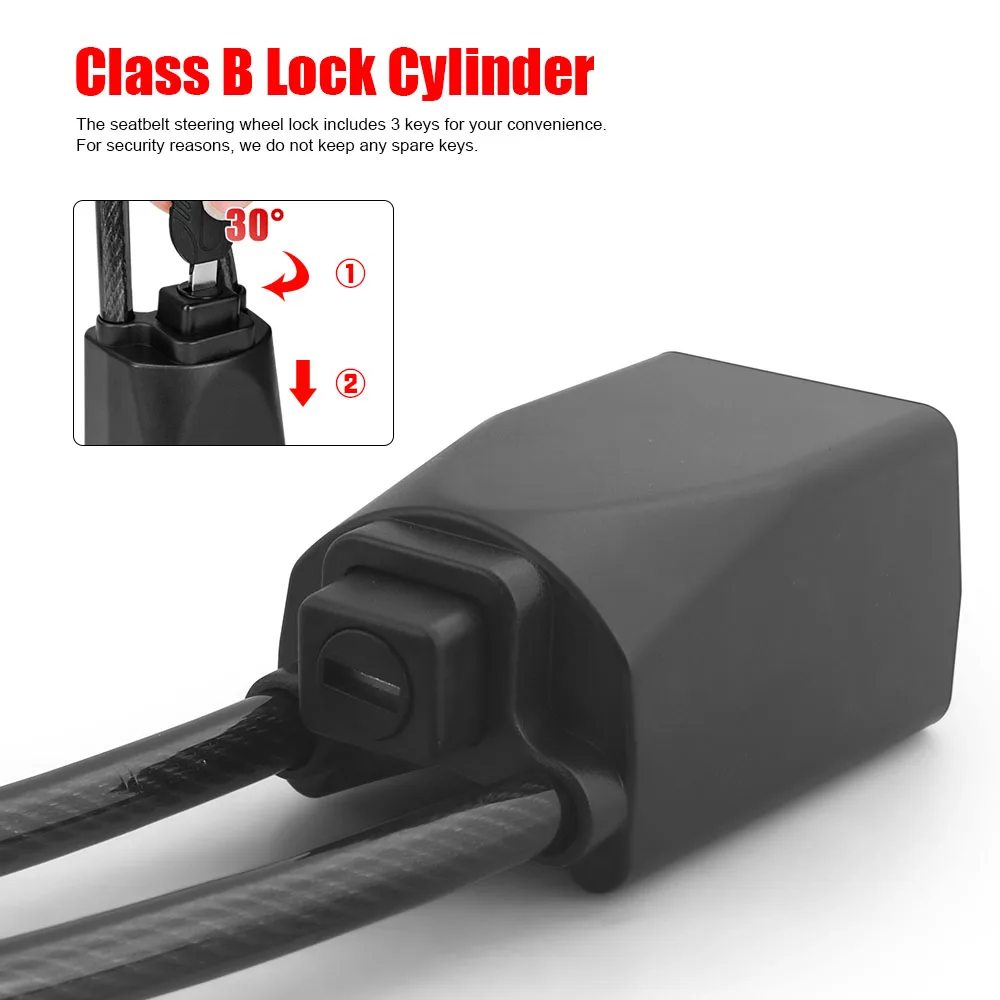 Универсальный замок на руль автомобиля Противоугонный с 3 ключами подходит для