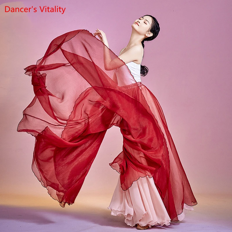 

Belly Dancing Costume Female Chiffon Big Swing Skirt Flowing Half-length Dress Professional Competition Performance Clothing
