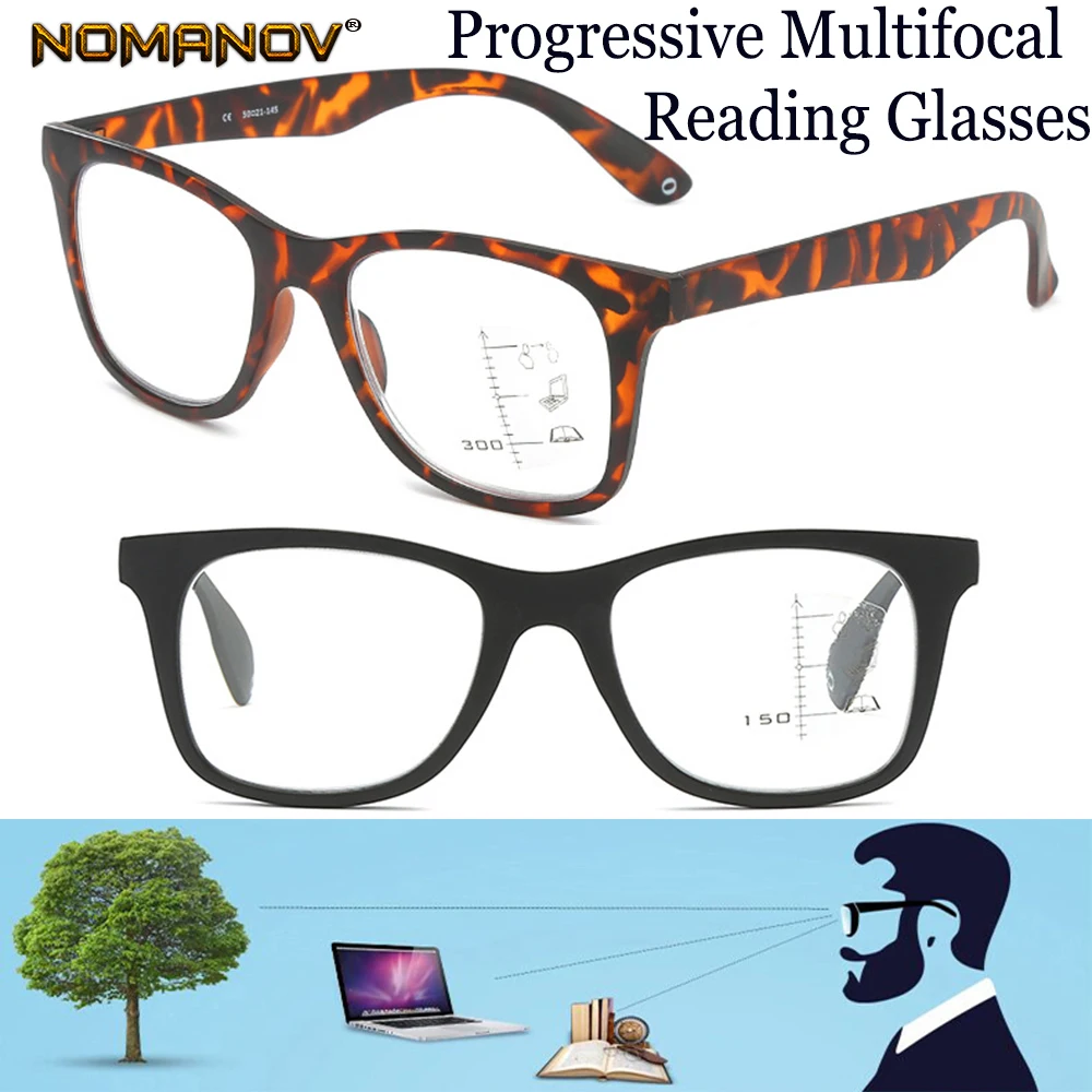 

Classic Retro Eyeframe Anti-blue Light Anti-fatigue Progressive Multifocal Reading Glasses Add +0.75 +1.25 +1.5 +1.75 To +4