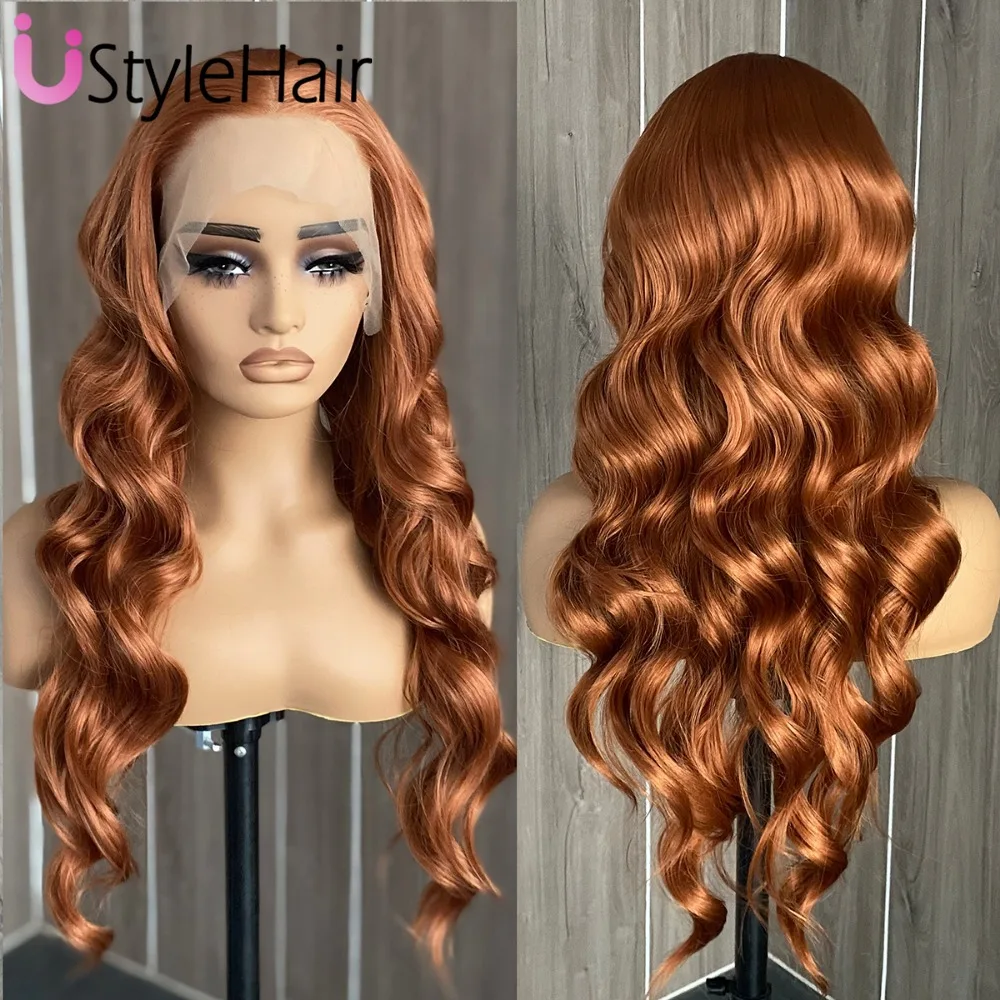 Парик UStyleHair Ginger на сетке спереди синтетические волосы длинный волнистый
