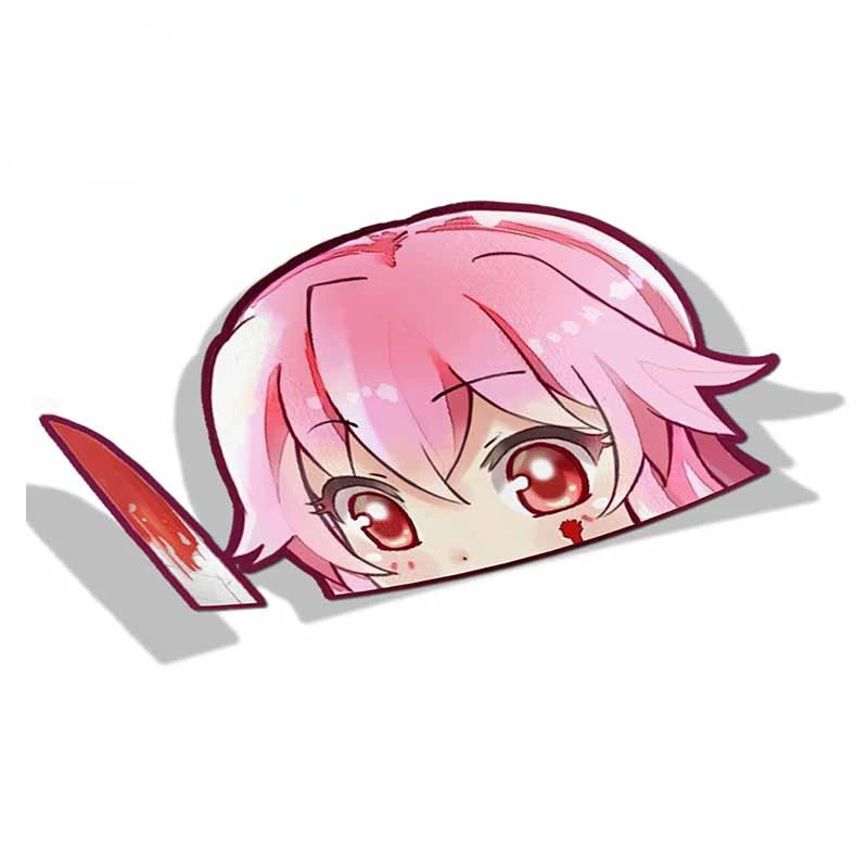 

Автомобильная наклейка для Yuno Gasai Future Diary Peeker Big Head Anime Vinyl, заднее лобовое стекло, аксессуары для автомобиля, 13 см x 7,5 см