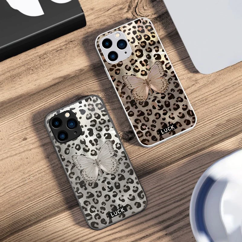 Banwen Butterfly Colorful New For IPhone 16 Pro Max 15 14 13 12 Mini 11 XS XR 7 8 Plu SE 2022 Tempered Glass Phone Case