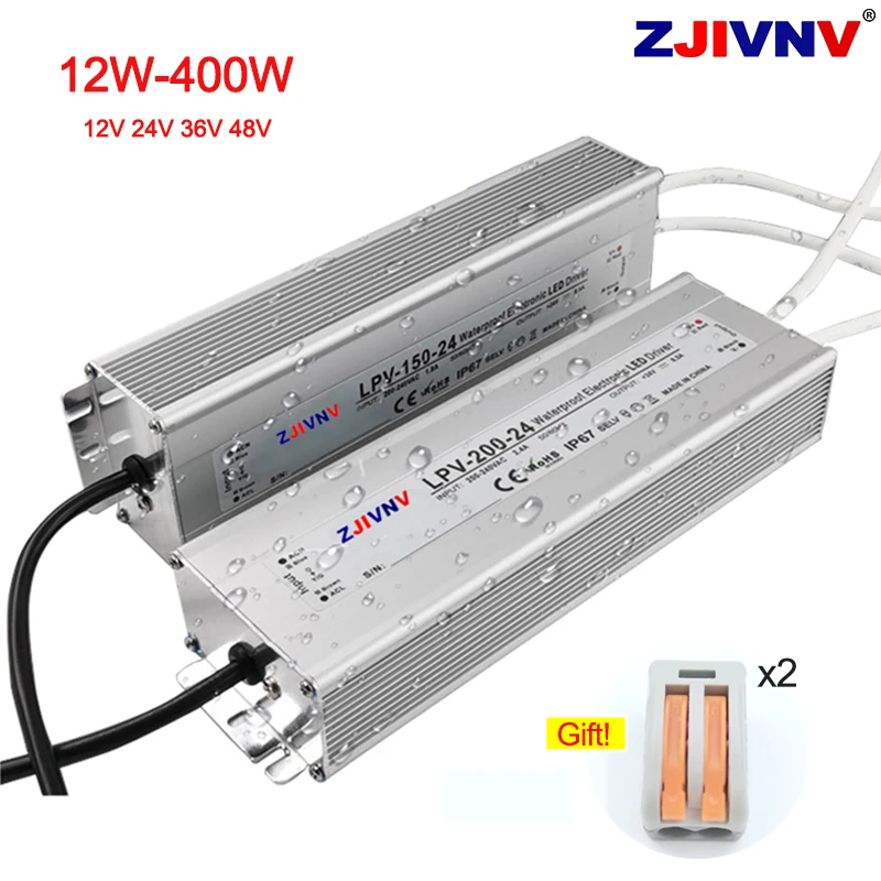 משלוח חינם LPV 12W 35W 60W 120w 200W עמיד למים חיצוני 12V 24V 36V 48V אספקת חשמל עבור LED אור LED נהג אלומיניום מקרה
