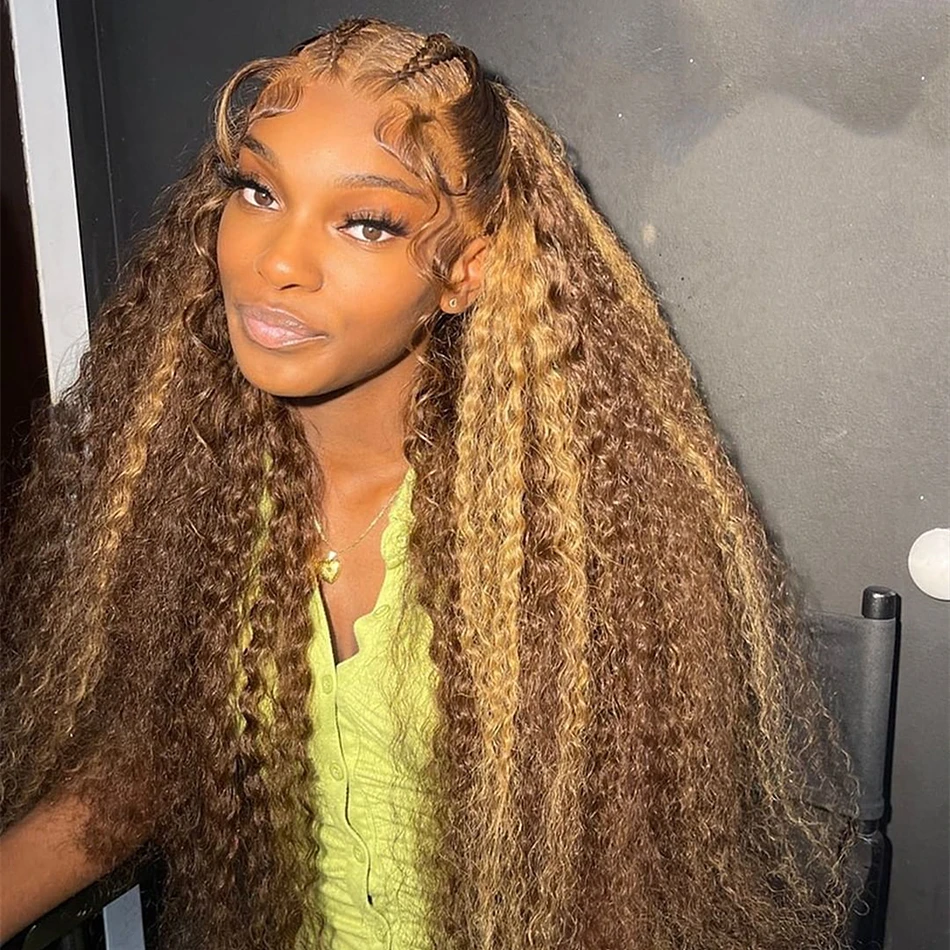 Curly Highlight Wig Human Hair Deep Wave Frontal Wigs For Women Blonde 13x6 Hd Water Wave Lace Front Glueless Wig Ready to Wear