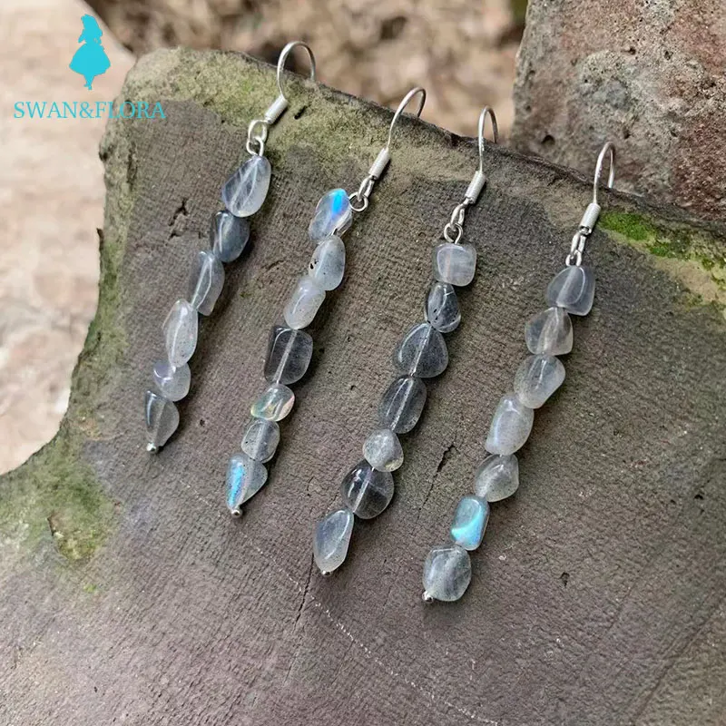 

Natural Moonstone Earrings Silver 925 Hanging Earrings Original Gemstone Women High Quality Jewelry Design Handmade