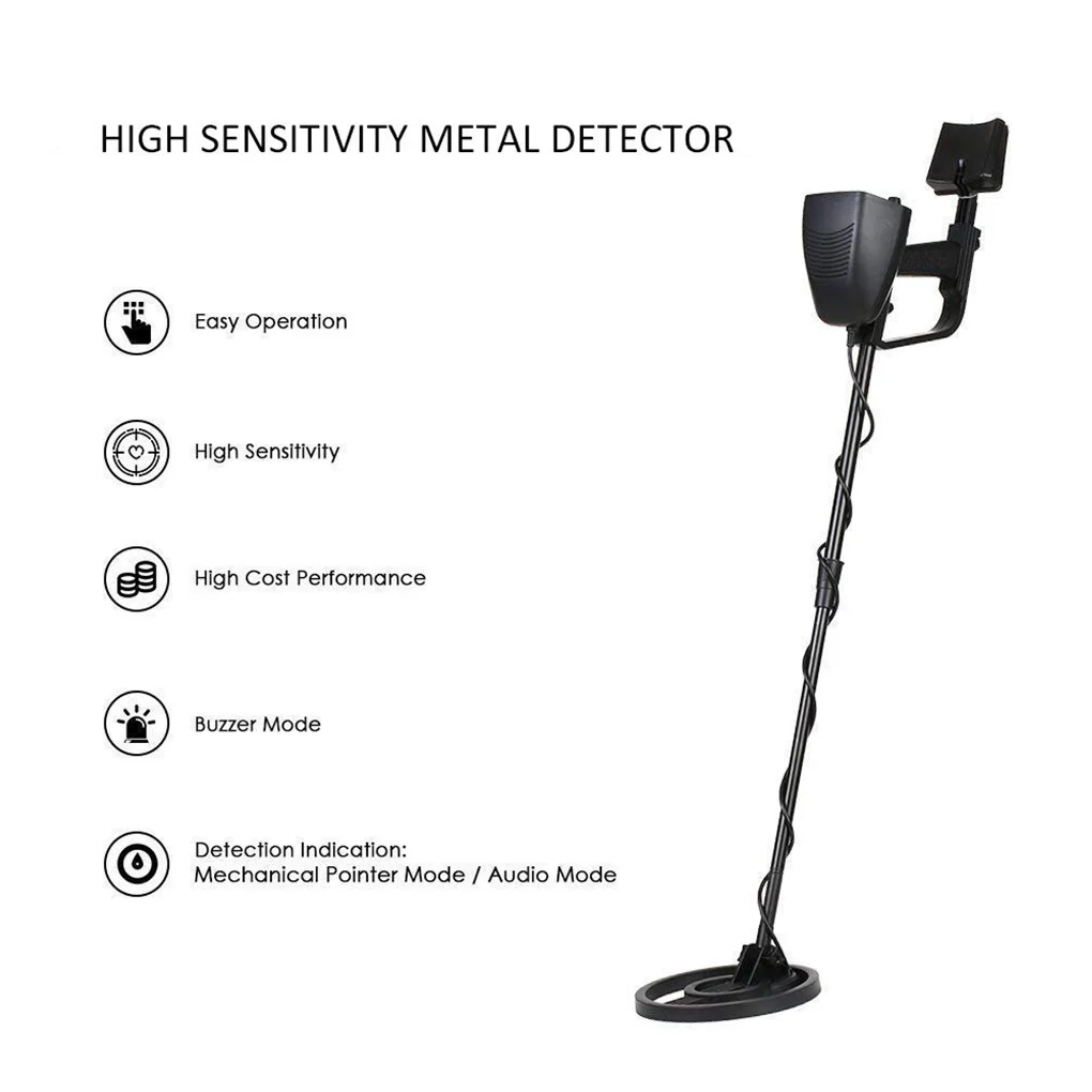 

Metal Detector Waterproof Treasure Finder Adjustable Shaft Pinpoint Treasure Searching Tool with Headphone Jack