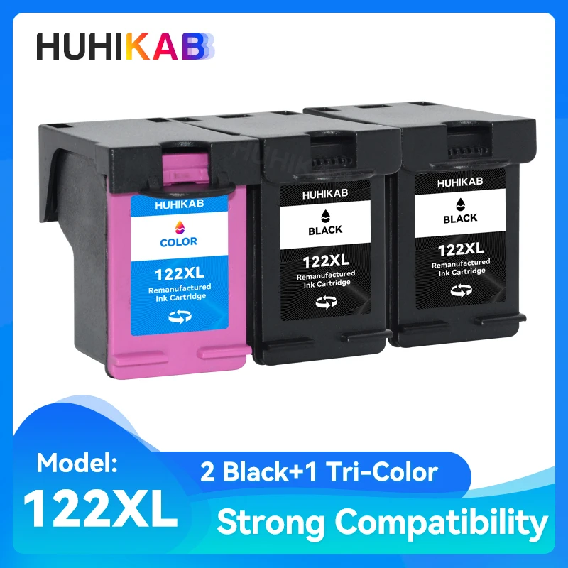 

HUHIKAB 122XL Ink Cartridge Replacement For HP 122 Deskjet 3050a 3051a 3052a 3054a 3055a 3056a 3057a 3059a 3510 3511 Printer