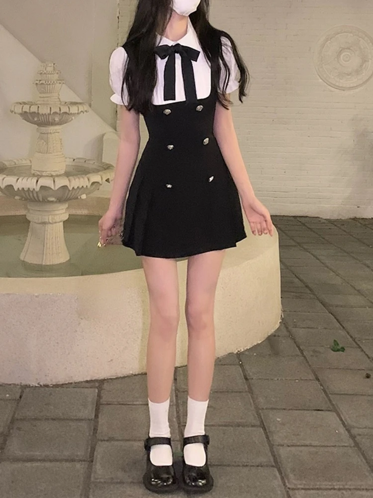 

Sweet Mini Fake Two Dress Puff Sleeve 2022 Summer French Elegant Short Party Dress Woman Casual Korea Fashion Vintage Dress Slim