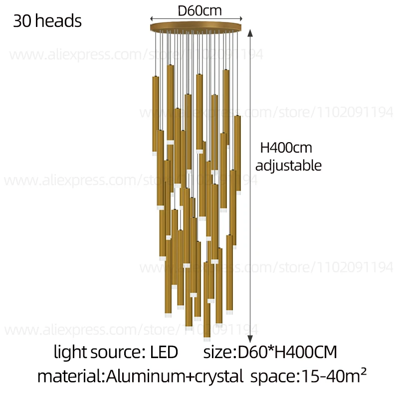 CAMPEGGI Золотая подвесная люстра LED