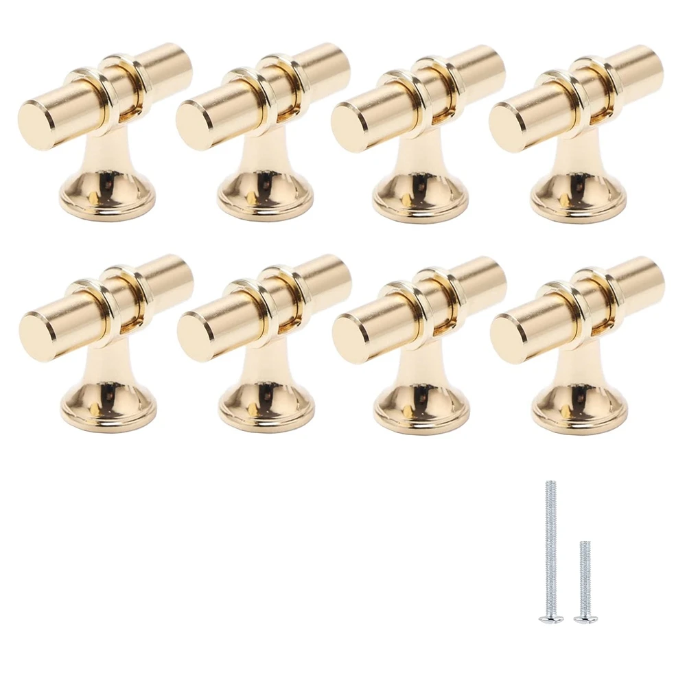 

8 Packs Champagne Gold Cabinet Knobs Drawer Knobs Euro T Bar Cabinet Handles Modern Knobs for Cabinets and Drawers