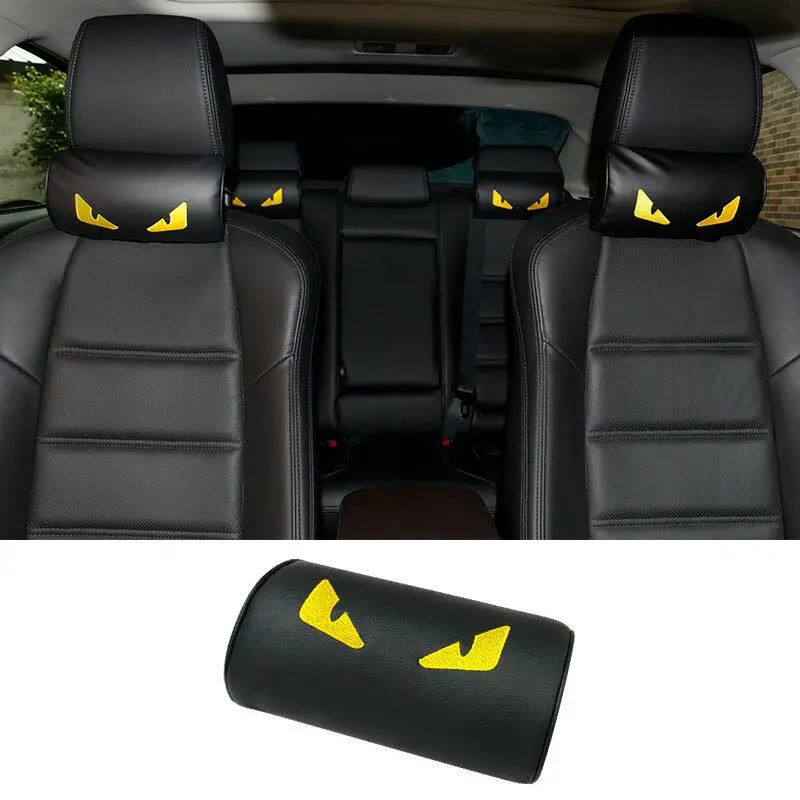 Car Seat Head Neck Rest Soft Foam PU Pillow Leather Cushion Pad HeadRest and Cervical Protection images - 6