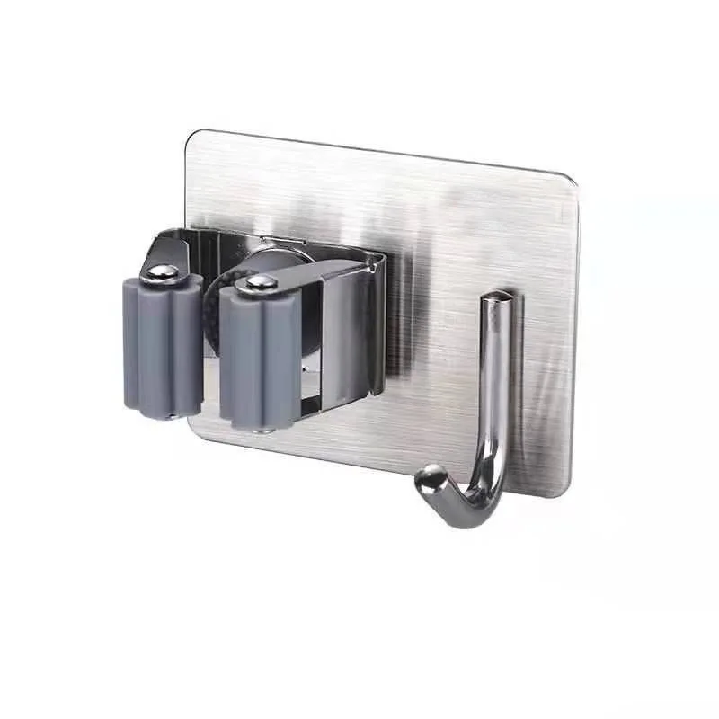 

Punch-free Mop Organizer Holder Brush Broom Hanger Stainless Steel Bathroom Mop Hook Wall Mounted Mop Hook Mop Storage Rack